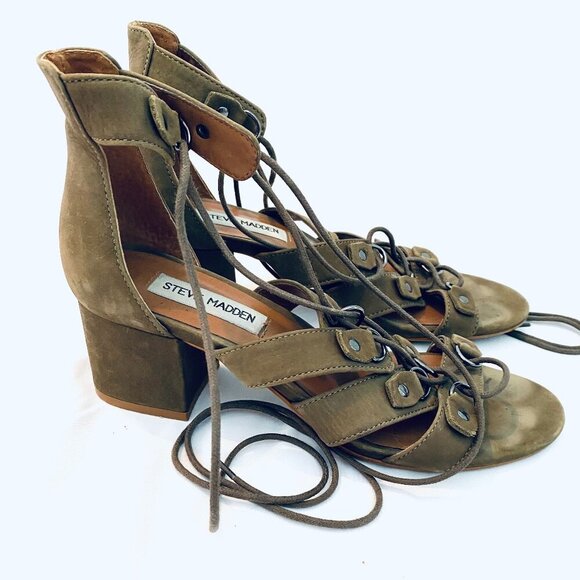 Steve Madden Olive Green Gladiator Sandals - Picture 2 of 7